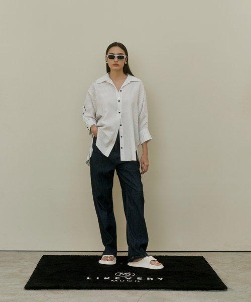 스트라이프 셔츠 블루