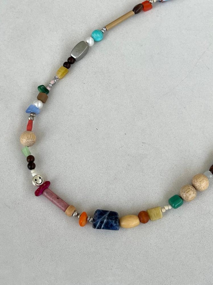 [스트링더비즈] 스마일 유니크 원석 믹스 목걸이 : 스트링더비즈