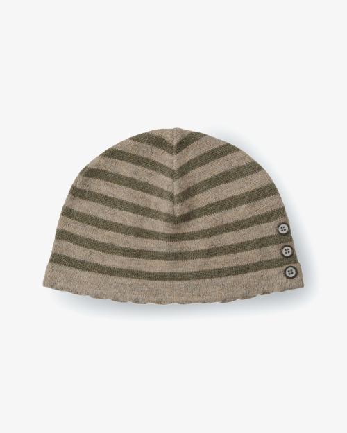 STRIPE BUTTON BEANIE [KHAKI]