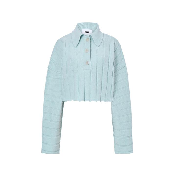 RUS 여성 OTOTO 크롭 칼라 니트 탑 (FF22020L LIGHT BLUE) 블루