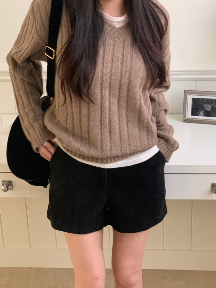 코듀 키작녀반바지 하이웨스트 코듀로이 겨울 숏팬츠