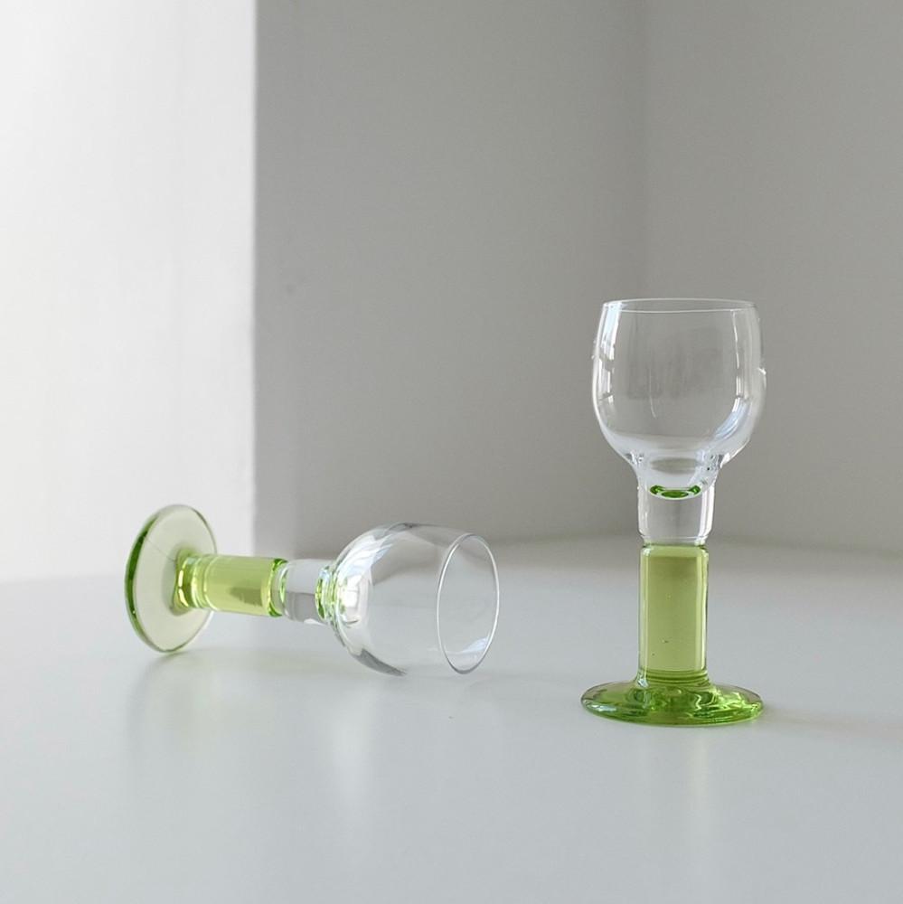 [vintage] Bormioli apple green liqueur glass 애플그린 리큐어 글라스 잔