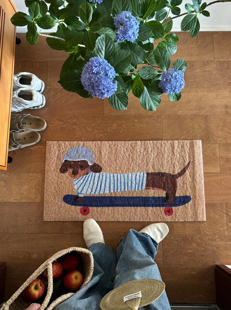 지미하우스 닥스훈트 도기 코일 발매트 러그 현관 문 욕실