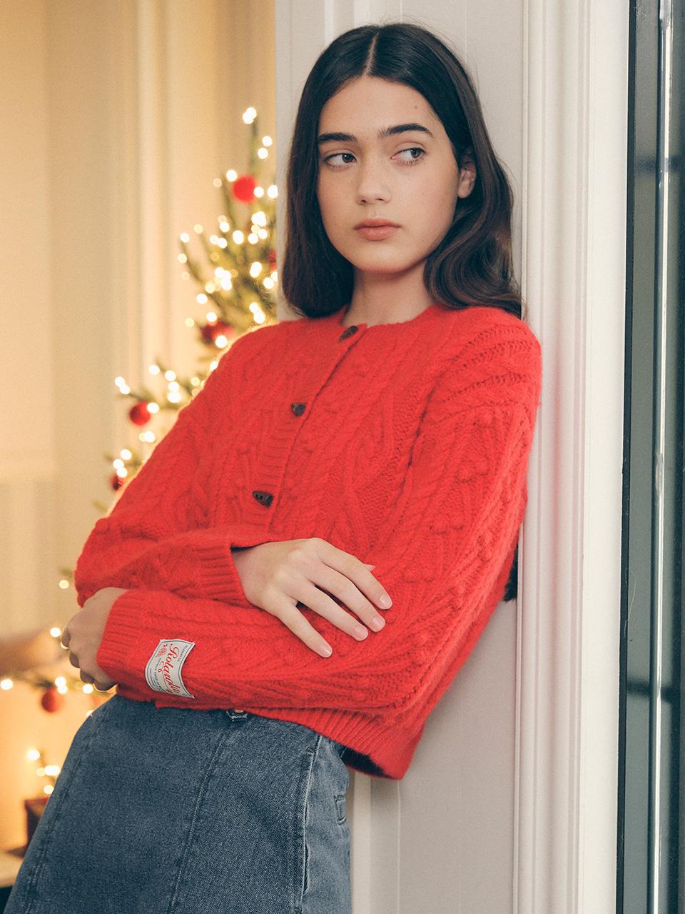 TOGGLE BUTTON CARDIGAN RED