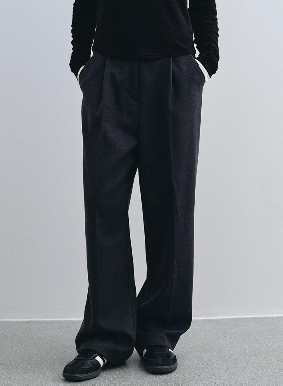 윈터 기모 오버 슬랙스 - 차콜