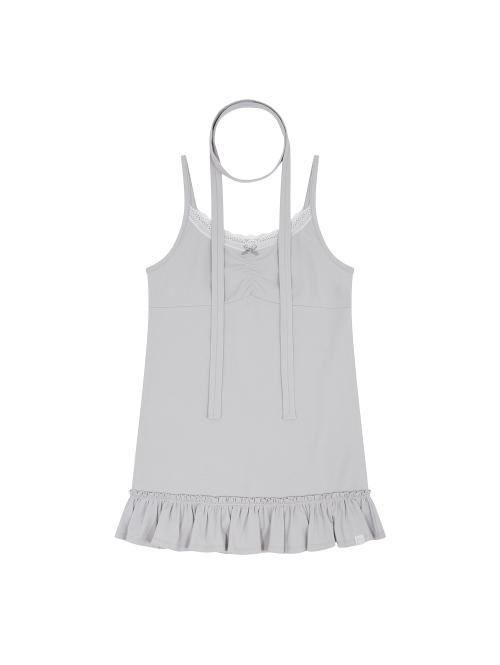 SCARF FRILL SLEEVELESS [LIGHT GREY]