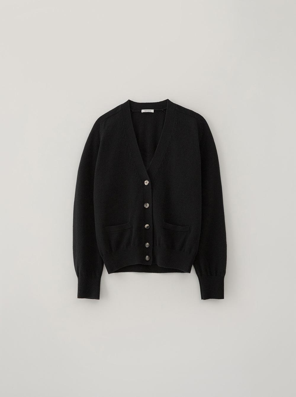 WOOL V NECK CARDIGAN_BLACK