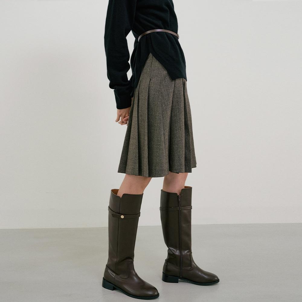 check pleats skirt-brown