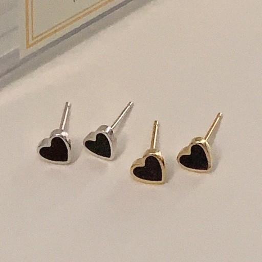 할인- 실버 블랙하트귀걸이 (침)