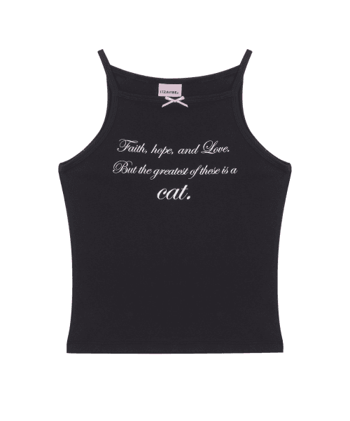 CAT SAYING SLEEVELESS_BLACK