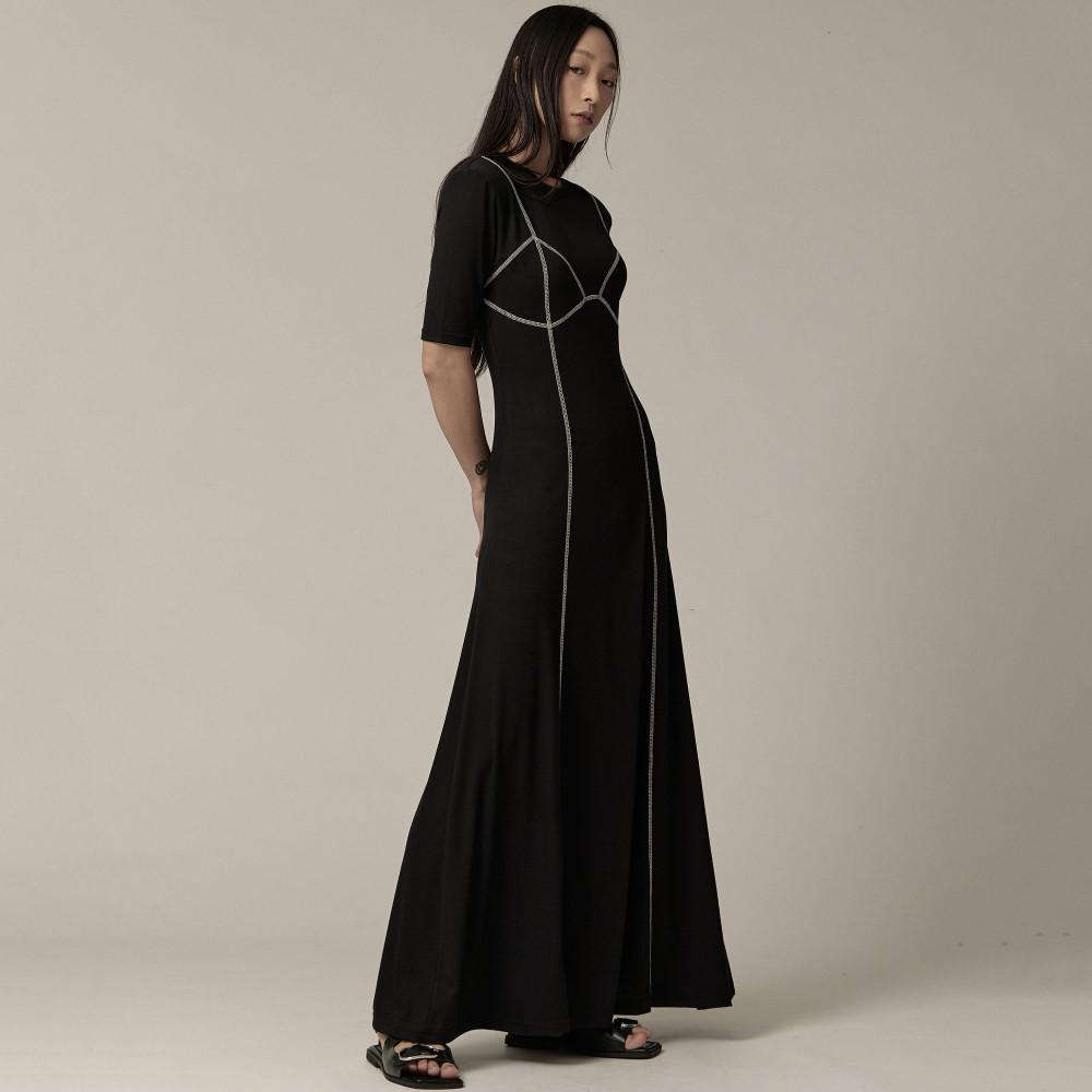 [자체제작] FTB 스티치 포인트 맥시원피스