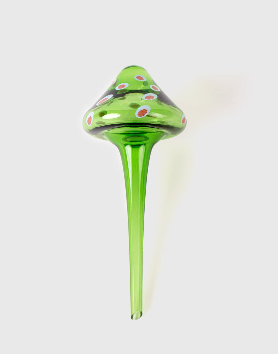 Mushroom Glass Watering Globe - Green