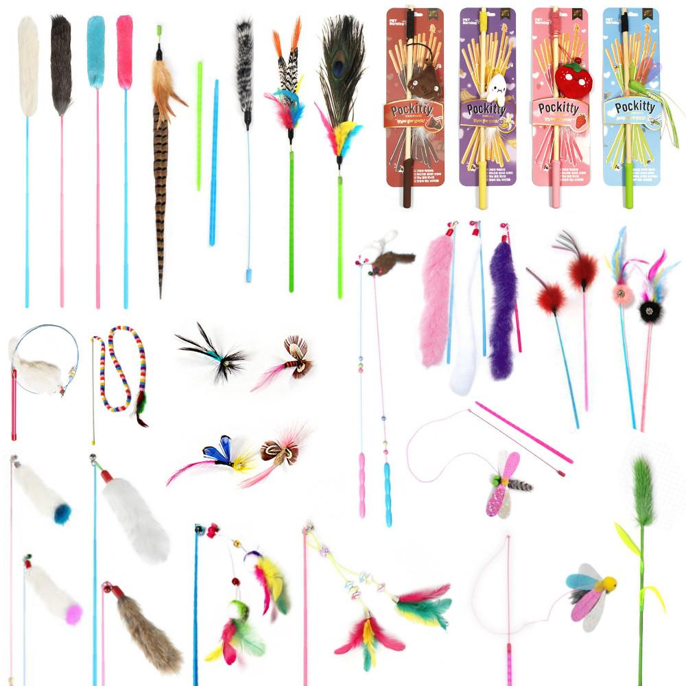 펫모닝 3색 트윈 깃털 고양이 낚시대 장난감