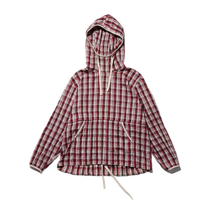 Check Hoodie Anorak Red