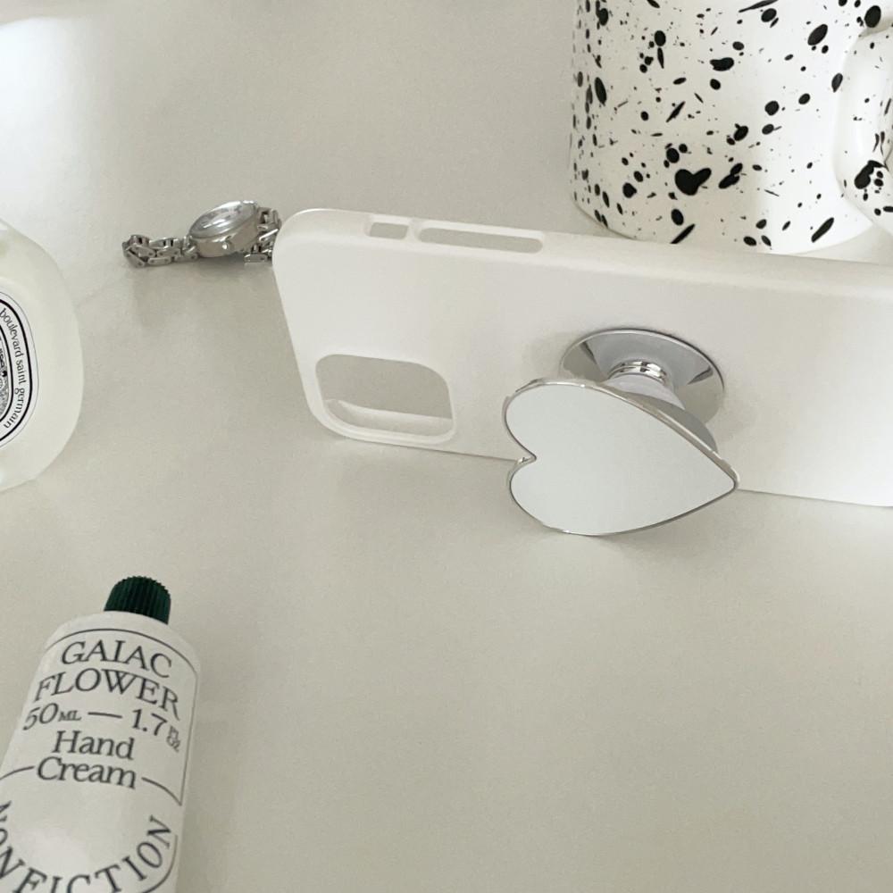 4color 실버 하트 그립톡 + 하드 케이스 set / 폰케이스 삼성  se2 아이폰 12 미니 11 노트 9 s 10 10 xs xr 5g 11 20 20 pro