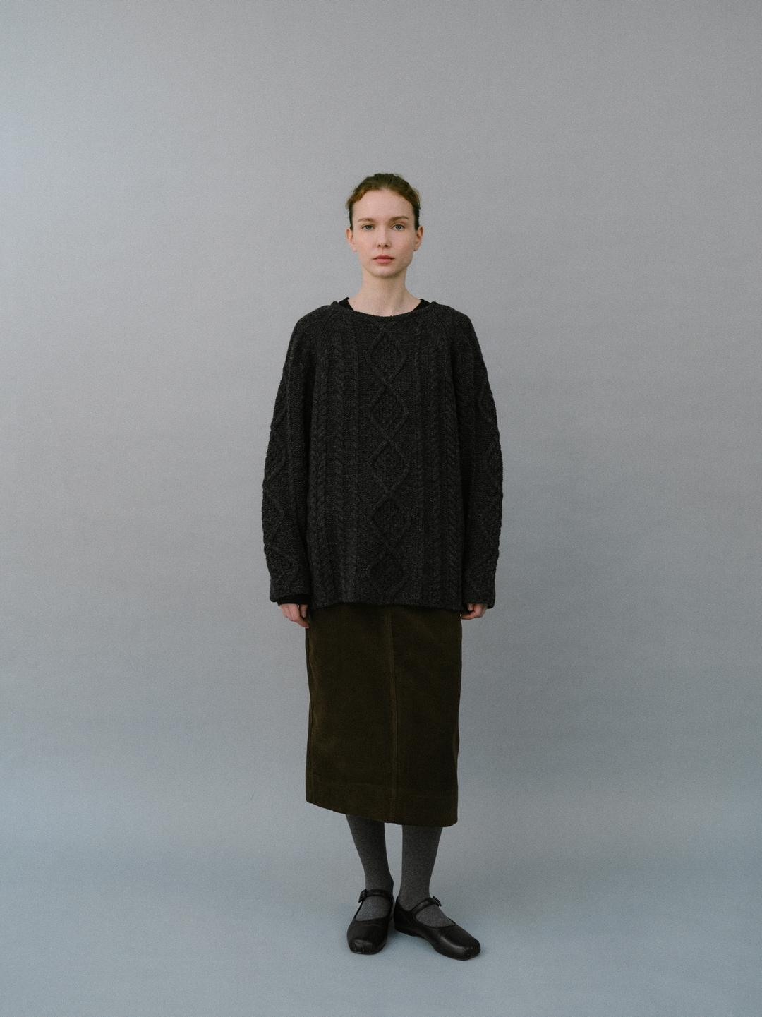 Cable Cozy Wool Sweater - Charcoal