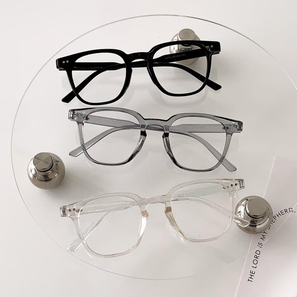 [MD추천/블루라이트차단] 스퀘어 심플 포인트 사각 투명 뿔테 안경 3color