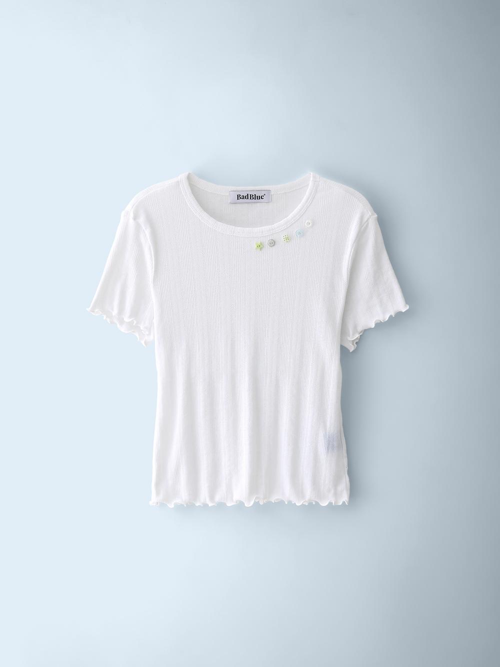 Buttons Baby Tee White