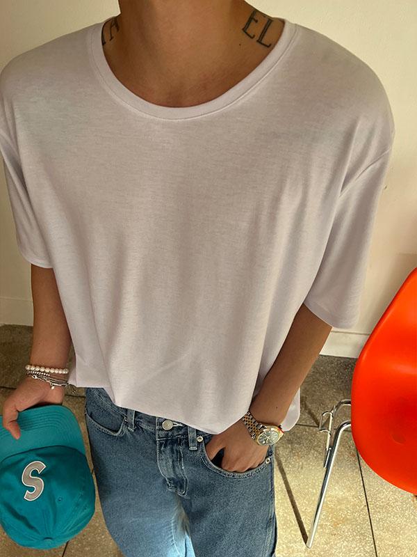 Layered U neck T-shirt (2color)