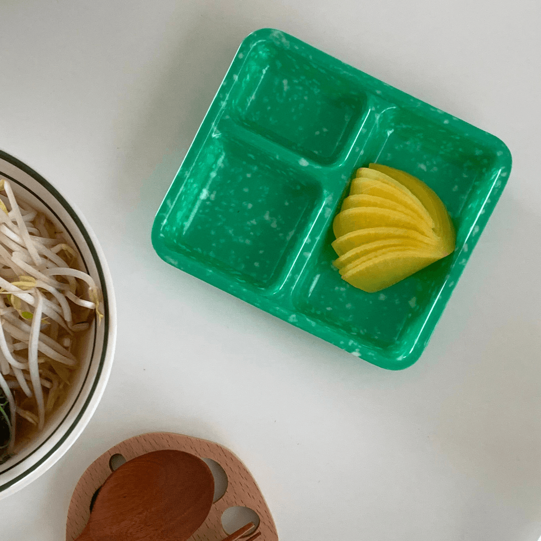 멜라민 레트로 떡볶이 분식그릇 (세칸접시)