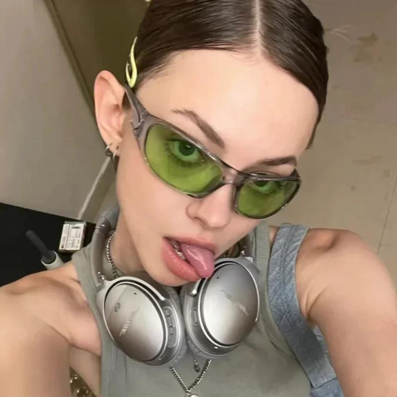 2023 Y2K 스포츠 펑크 선글라스, 브랜드 디자이너 스퀘어 고글, 럭셔리 선글라스, UV400 컬러풀 미러 아이웨어