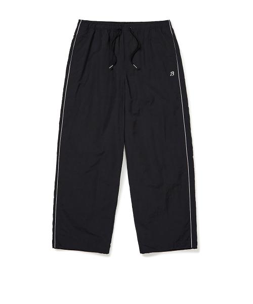 Nylon Piping Track String Pants Black