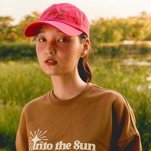 Sun And Moon Embroidered Cap Pink