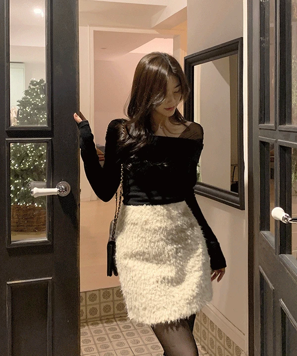 비엘라 여리시스루 세미오프숄더 니트 - 3color