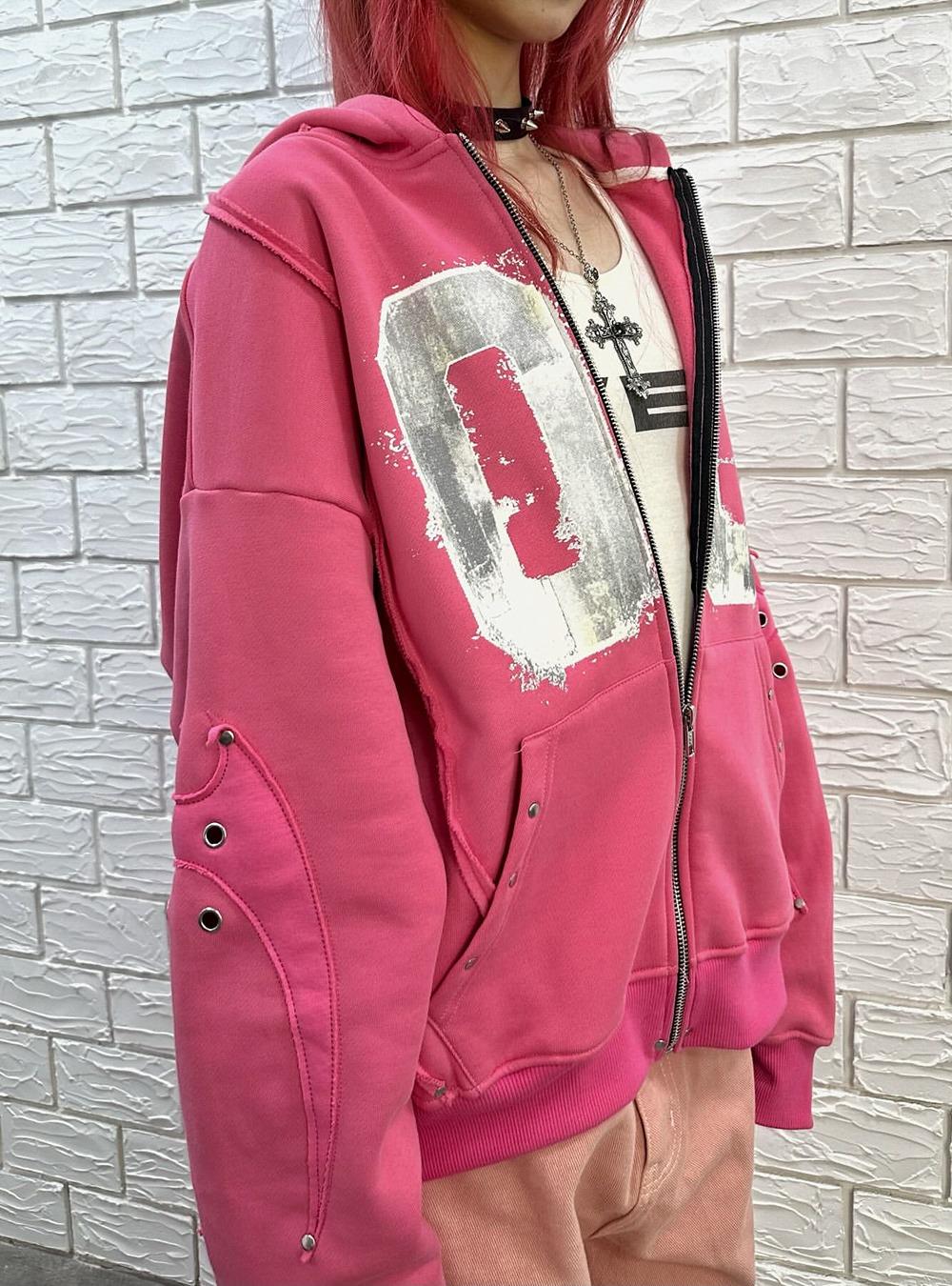 [COZY] PINK CLUB HOOD ZIP