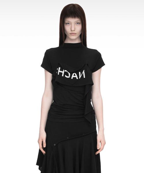 2-WAY PRINTED SLIM T-SHIRT BLACK