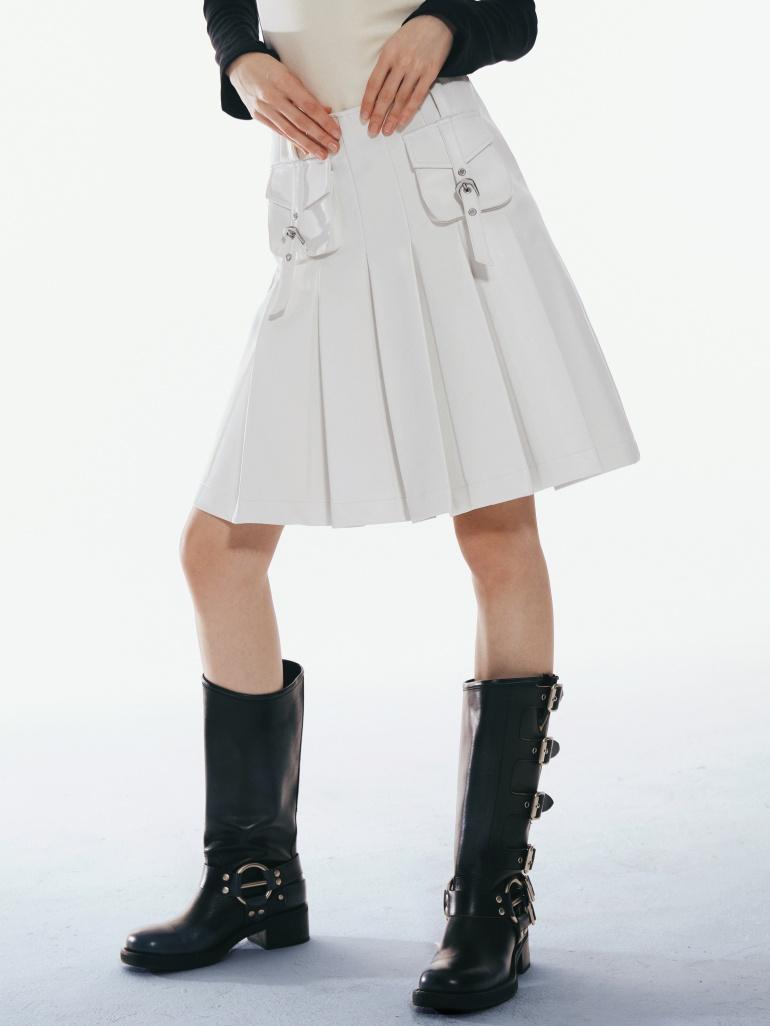 vintage pocket middle skirt_cream