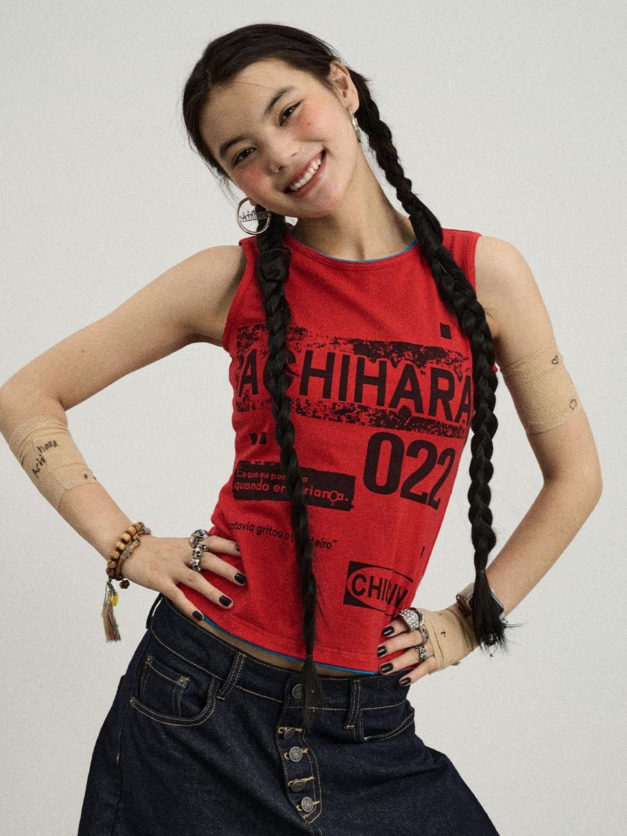 Achihara Old Fashion Pixel Print Vest (6color)