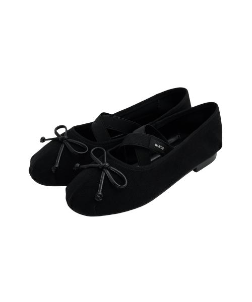 W CROSS BANDING CORDUROY FLAT SHOES black