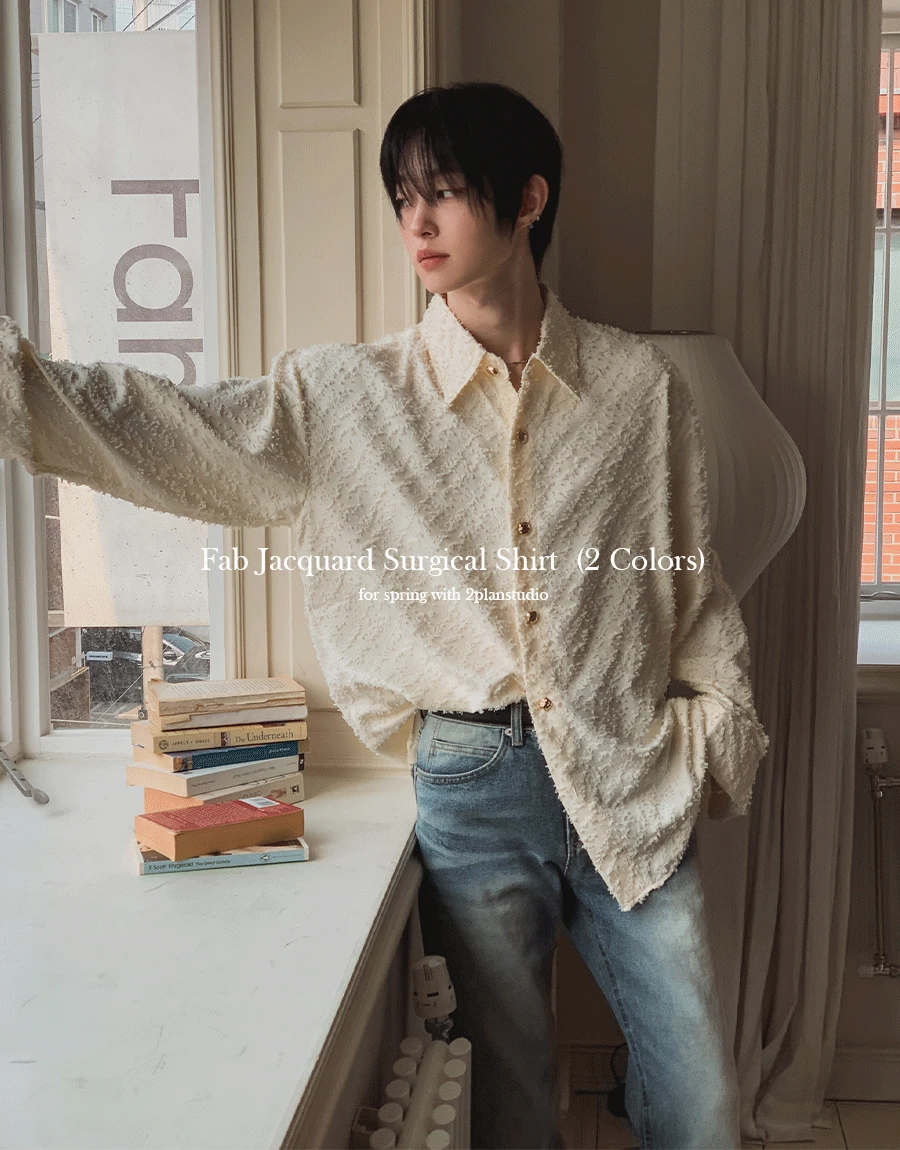 파브 자카드 수술 셔츠 (2 color)