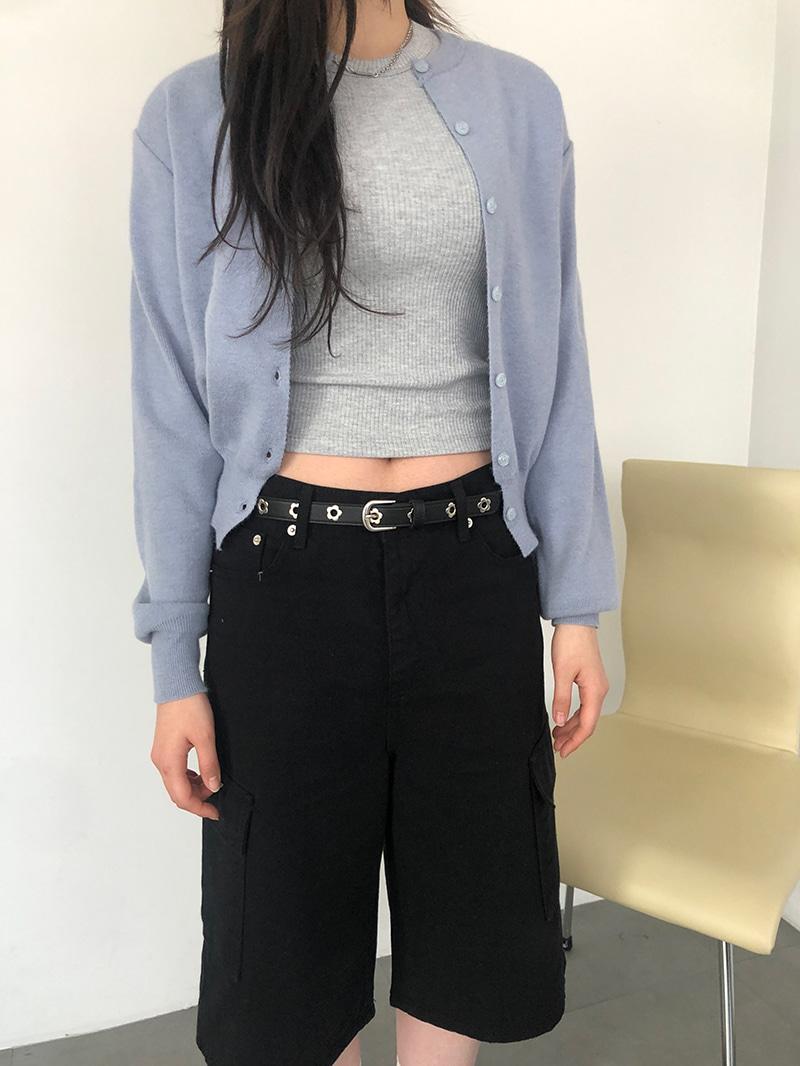 basic round button cardigan [sky blue]