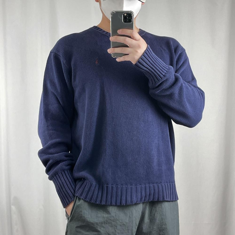 [중고] 폴로 네이비 라운드 니트 L / 빈티지아워 231228