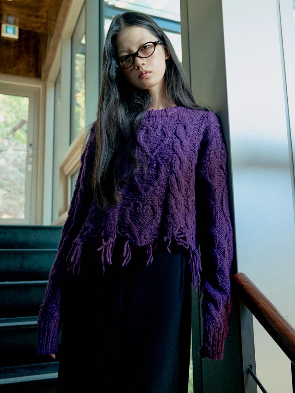 [11/18_Delivery]TANGLE HEART TWISTED KNIT(PURPLE)