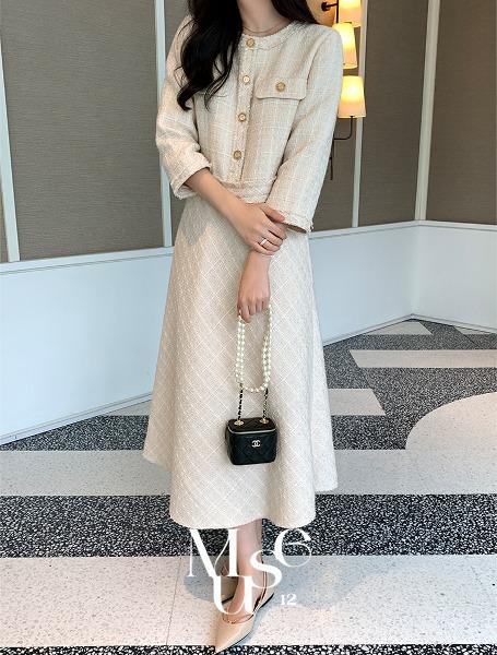 [Muse12]레이디 트위드 버튼 원피스