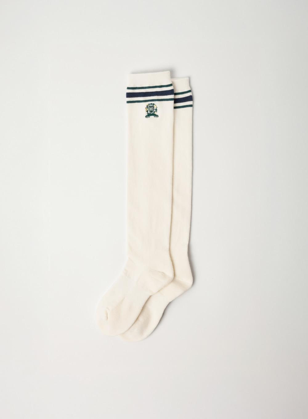 [신예은 Pick] (W) Crest Logo Knee Socks - Cream