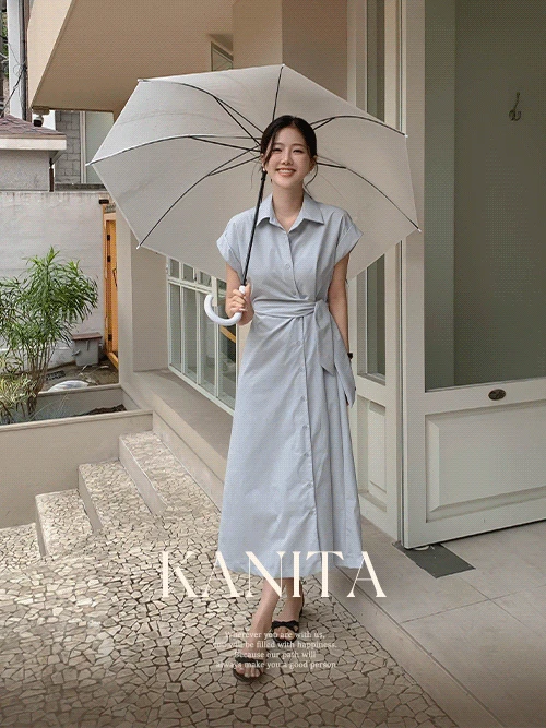 카니타 꼬임 스트랩 셔츠 원피스(출근룩/하객룩)