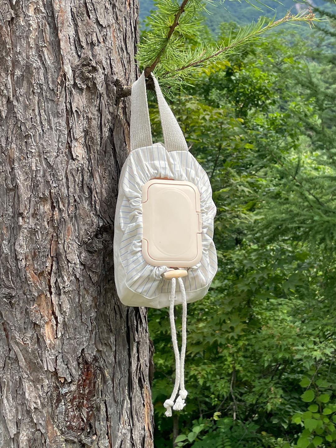 Fabric wet tissue case (Blue stripe)