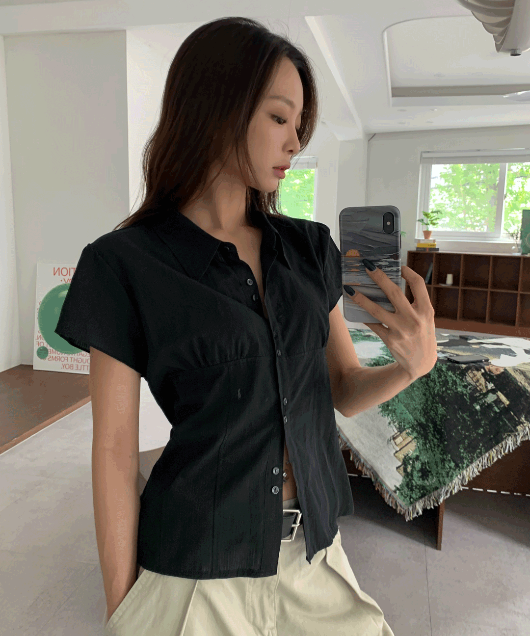 렉스 투버튼 다트 라인 셔츠 - 3color