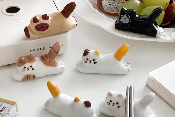 젤리 고양이 수저받침 세라믹 숟가락 젓가락 받침