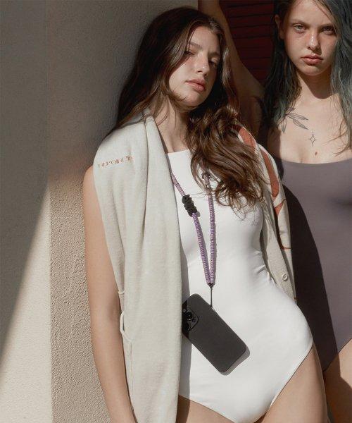 nature beads crossbody phone strap violet