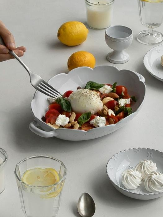 마이벨 핸들타원볼 _ 빈티지 화이트 _24cm_프리미엄 디너웨어 접시 예쁜그릇 도자기 빈티지 국내산