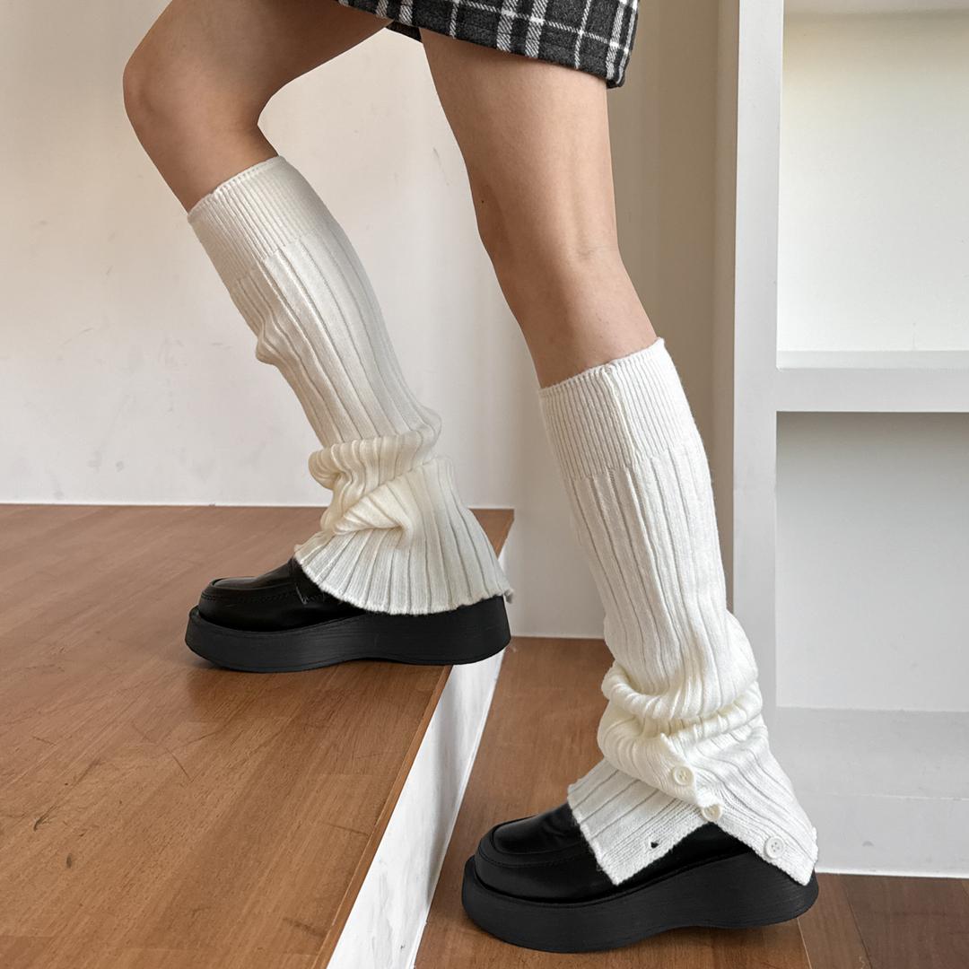 블루씨티 [활용도굿] 단추 골지 니트 겨울 발토시 레그워머 3color