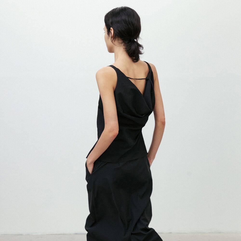Back Cowl Neck Sleeveless Blouse_Black