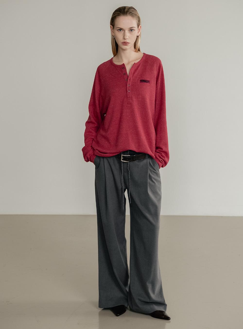 (W) 로우 루프 밴딩 슬랙스 그레이