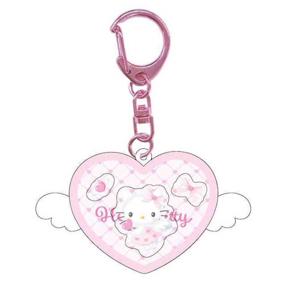 헬로키티 엔젤 퀄팅 샤카샤카 하트 아크릴 키링 키홀더 / 핑크