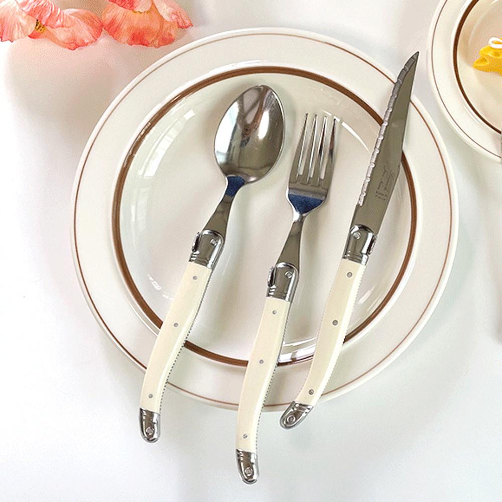 장네론 라귀올 커트러리 3P세트 (스푼/포크/나이프) 아이보리